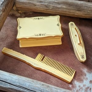Antique 1930-1940 Celluloid Vanity 3 Piece Set